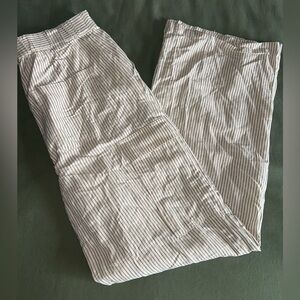 SO Striped High Waisted Wide Leg Cargo Cream and Black Pinstripe Pants M